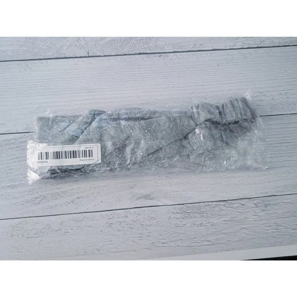 Grey with Silver Tone Accents Fabric Hairband / Headband - New
